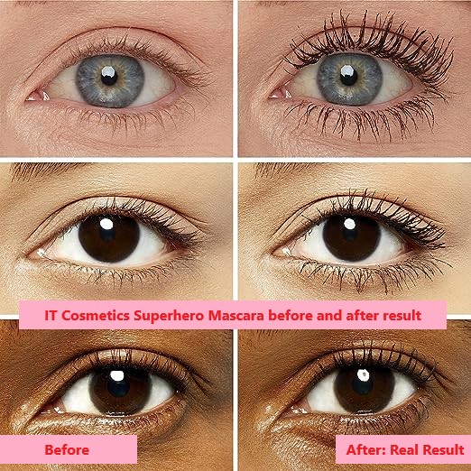 IT Cosmetics Superhero Mascara before and after result