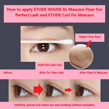 How to apply ETUDE HOUSE Dr Mascara Fixer For Perfect Lash and ETUDE Curl Fix Mascara