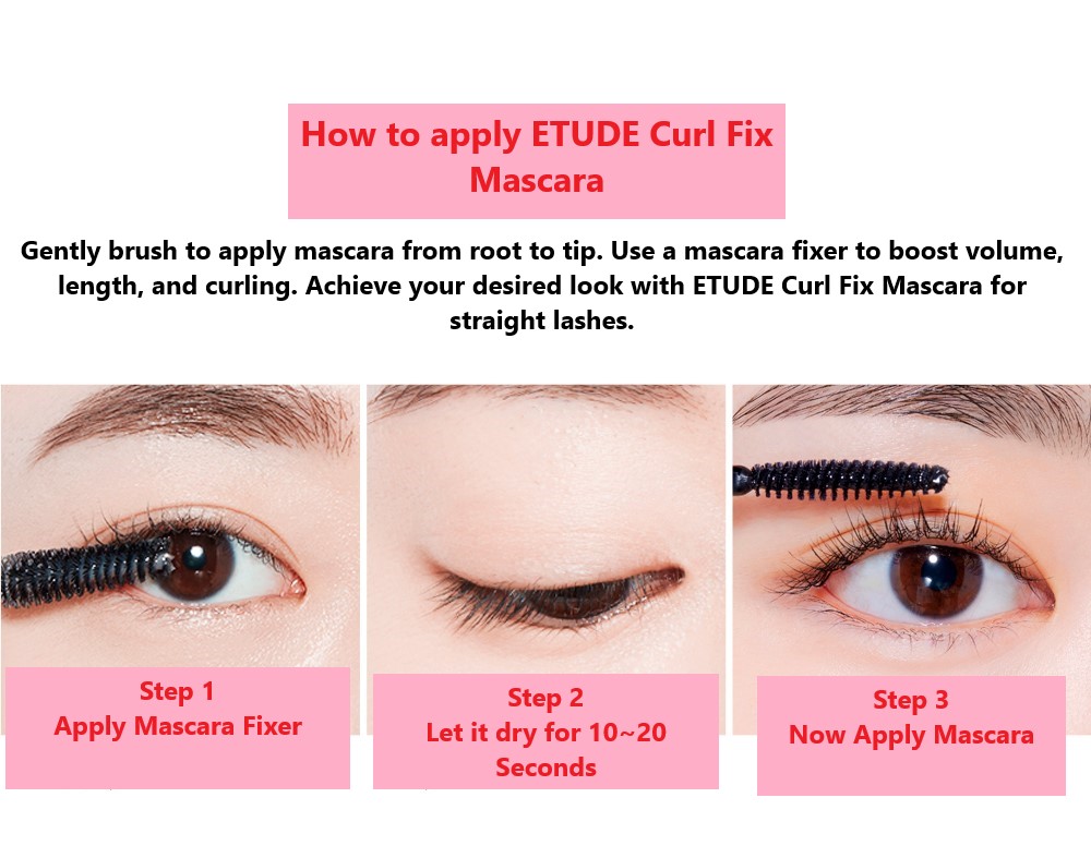 how to use ETUDE Curl Fix Mascara