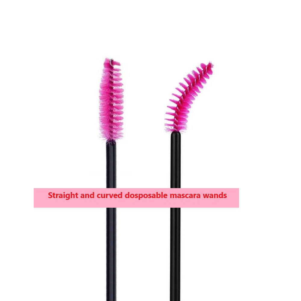 Straight and curved dosposable mascara wands