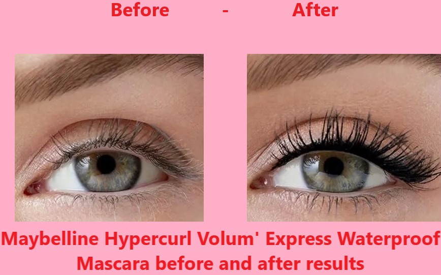 Maybelline Hypercurl Volum Express Waterproof Mascara before and after results