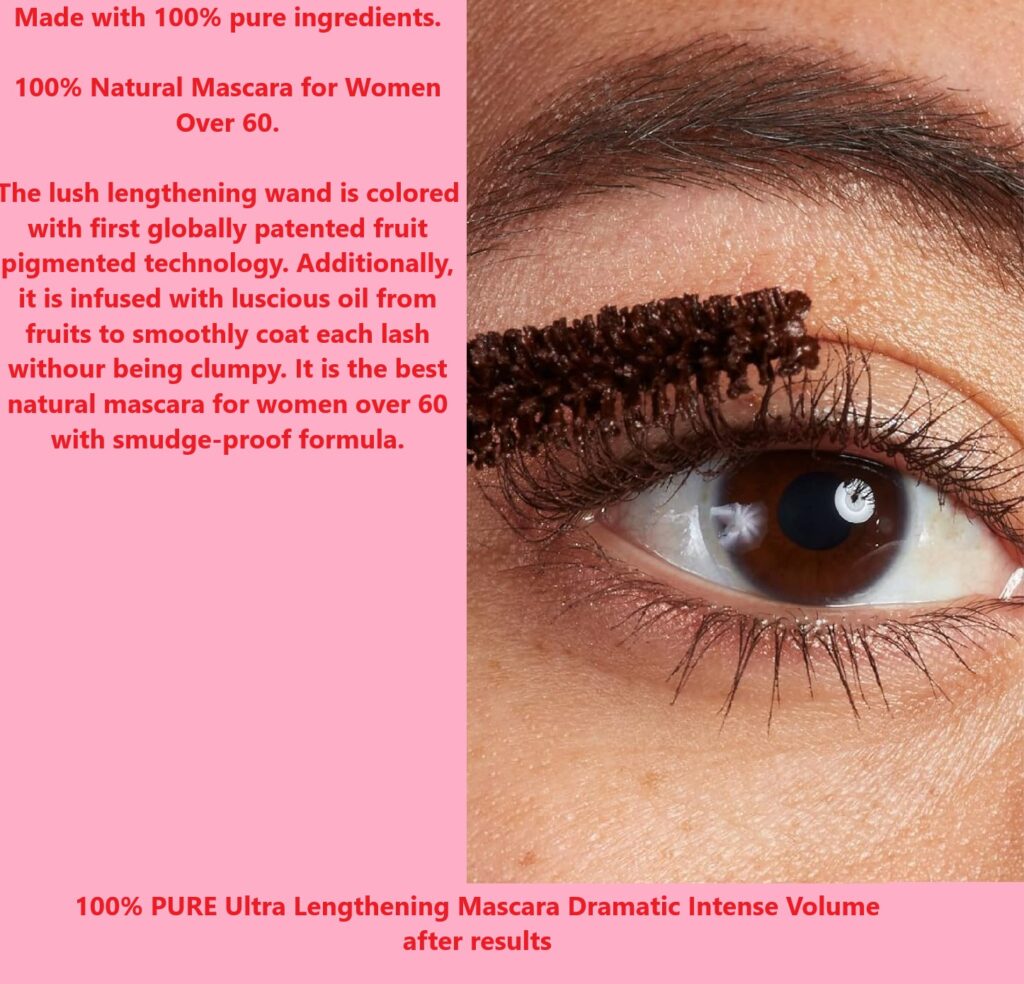 100% PURE Ultra Lengthening Mascara Dramatic Intense Volume after results