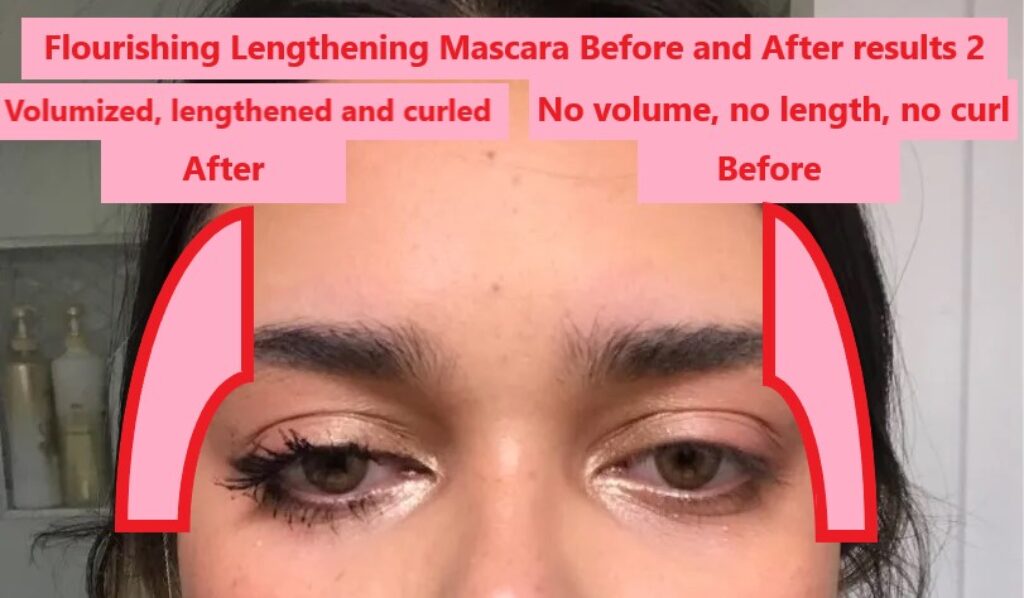 Flourishing Lengthening Mascara Before and After results 2