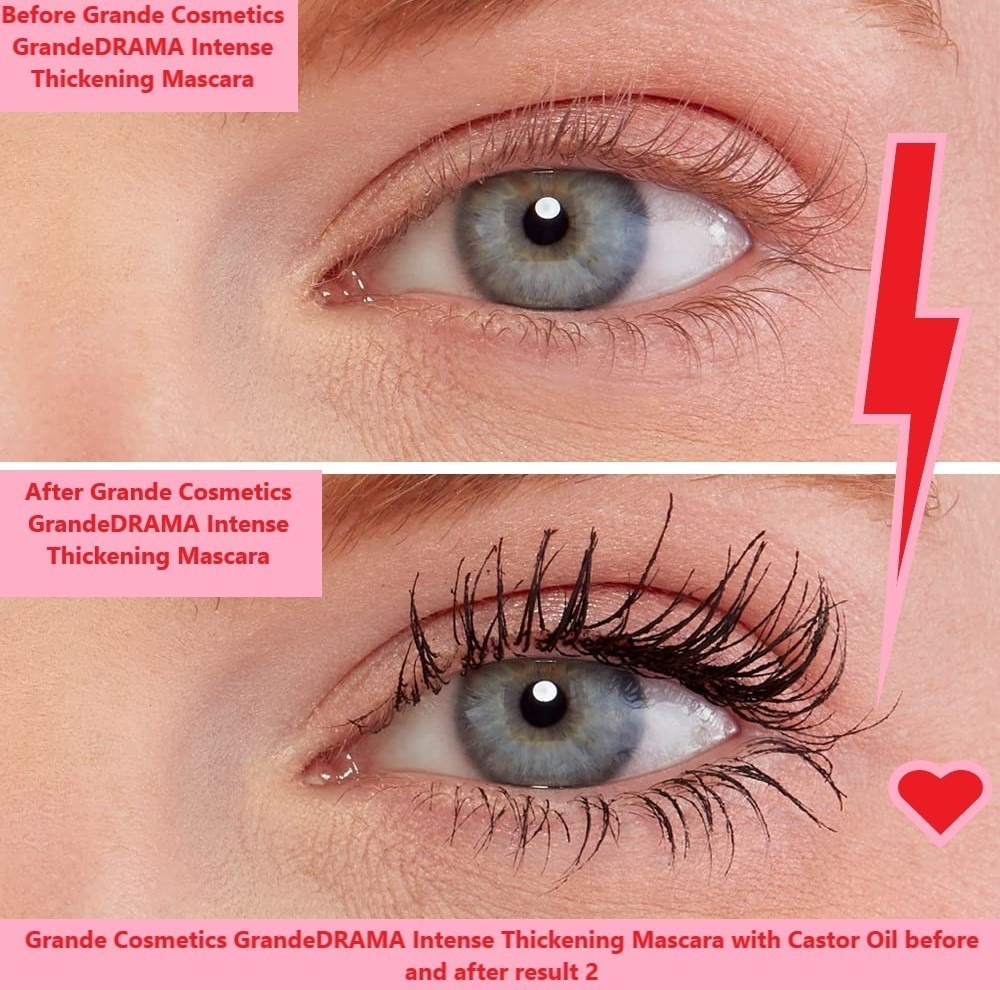 Grande Cosmetics GrandeDRAMA Intense Thickening Mascara with Castor Oil before and after result 2