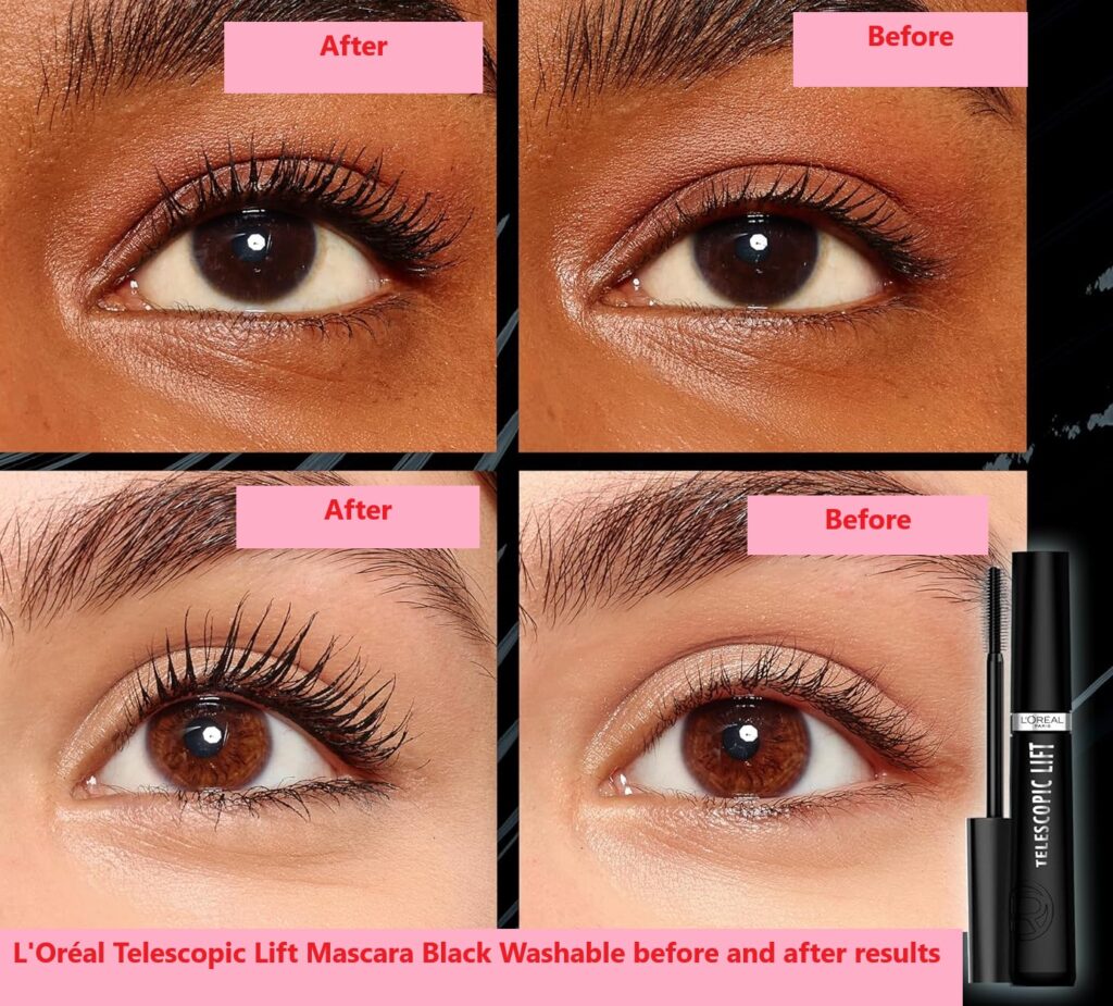 L'Oréal Telescopic Lift Mascara Black Washable before and after results