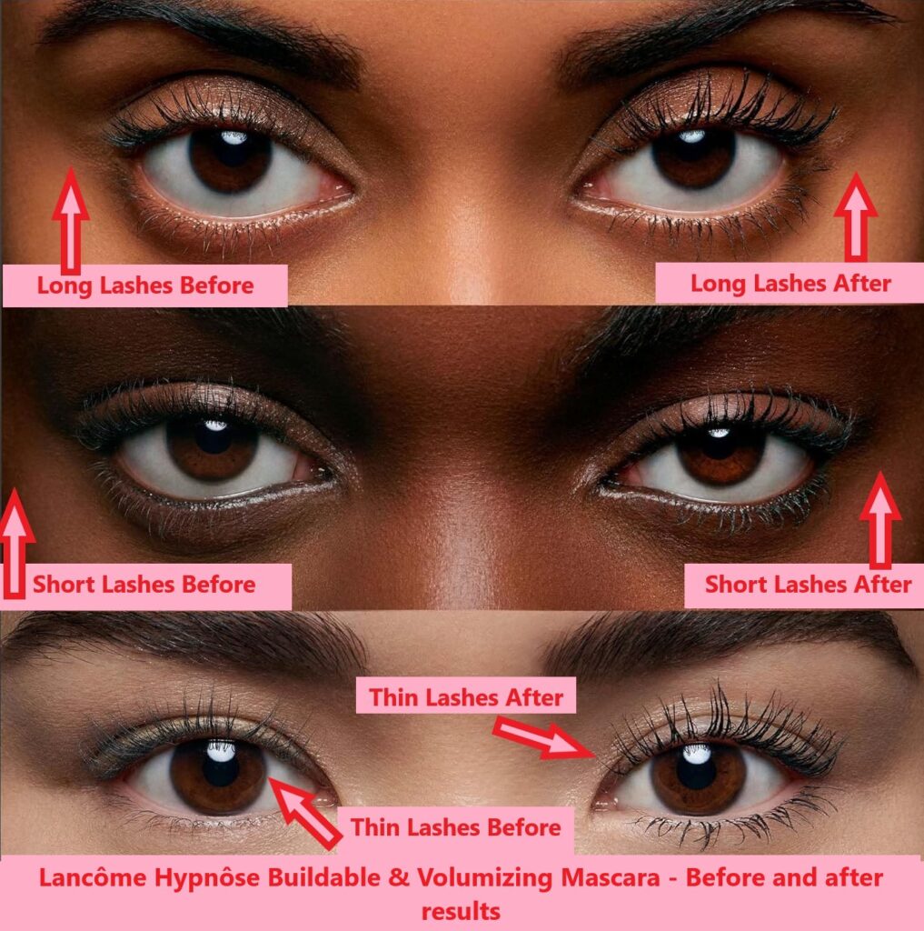 Lancôme Hypnôse Buildable & Volumizing Mascara Before and after results