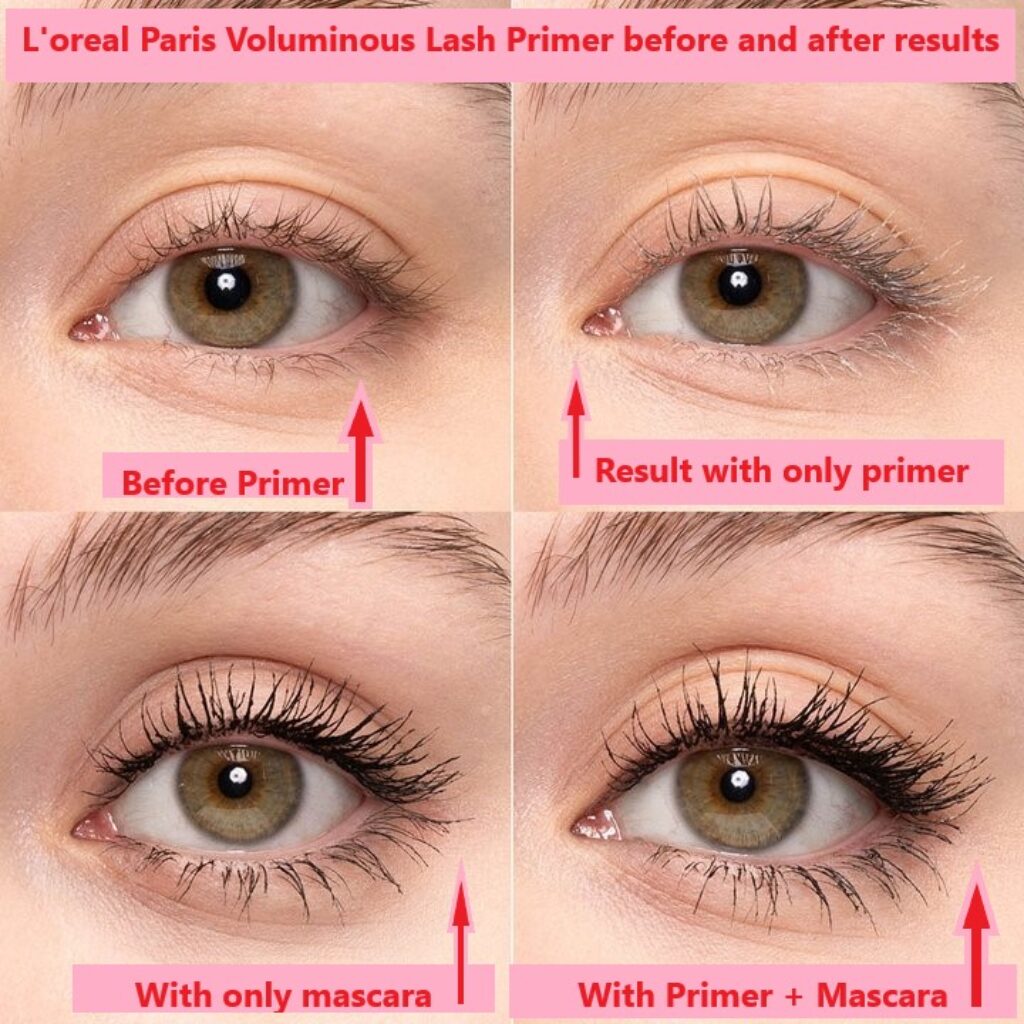 L'oreal Paris Voluminous Lash Primer before and after results